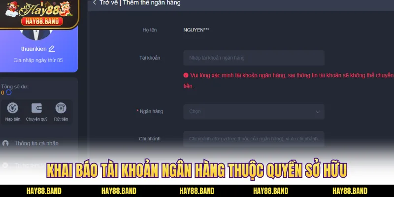 Khai báo tài khoản ngân hàng thuộc quyền sở hữu Khai báo tài khoản ngân hàng thuộc quyền sở hữu